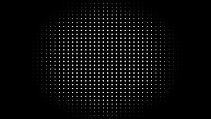 Poster - White polka dots against black background. Concentric growing circles seamless loop transition