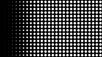 Poster - Dynamic black and white composition with dots scaling. Retro and vintage pattern animation