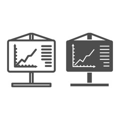 Poster - Flipchart line and glyph icon. Visual aid presentation and chart board symbol, outline style pictogram on white background. Business sign for mobile concept and web design. Vector graphics.