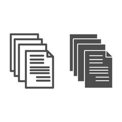 Poster - Documents line and glyph icon. Paper pages with list symbol, outline style pictogram on white background. Postage or business sign for mobile concept and web design. Vector graphics.