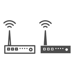 Poster - Router line and glyph icon. Wifi device with antenna symbol, outline style pictogram on white background. Network or technology sign for mobile concept and web design. Vector graphics.