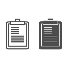 Poster - clipboard line and glyph icon. notepad, scheduler pad and paper for planning cases symbol, outline s