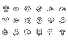 Core Values Icons Vector Design Black And White 