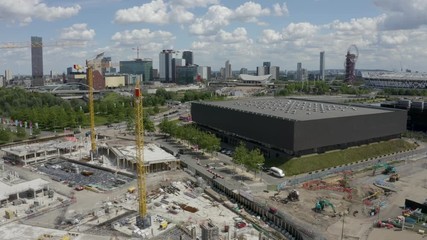 Wall Mural - Stratford City Aerial Footage Park Buildings 4K Drone London Arena