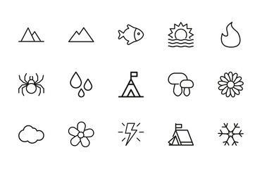 Sticker - Premium set of nature line icons.