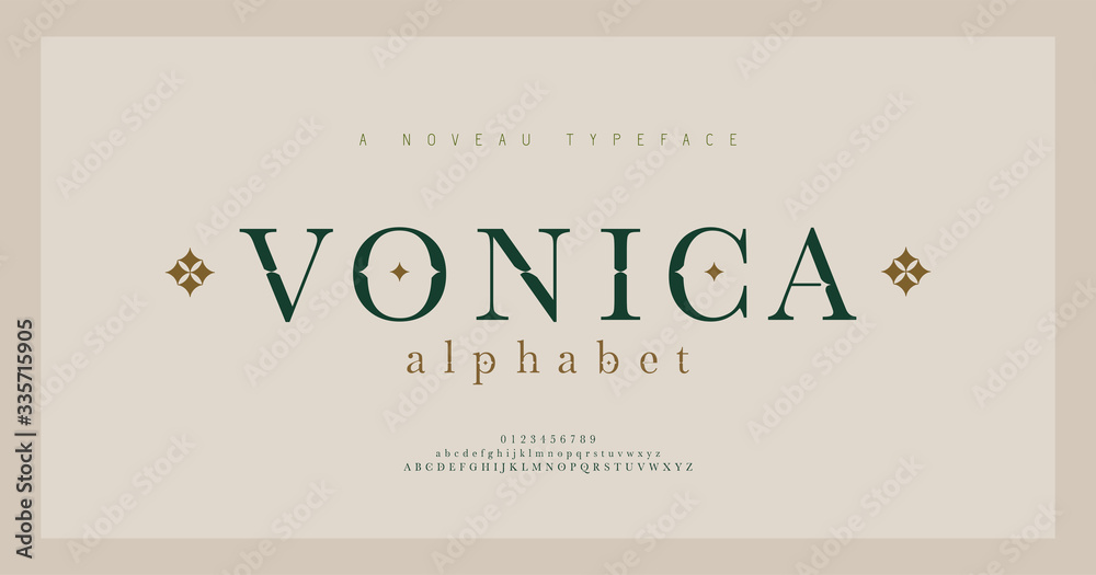 Elegant alphabet letters serif font and number. Classic Lettering Minimal Fashion. Typography fonts regular uppercase, lowercase and numbers. vector illustration - obrazy, fototapety, plakaty 