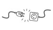 Electric Plug and Socket unplug disconnection, loss of connect.outline design. vector illustration