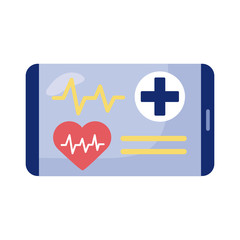 Wall Mural - smartphone with heart cardio health online detaild style