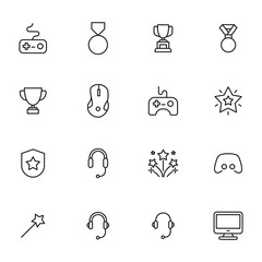 Wall Mural - Simple set of gaming icons in trendy line style.