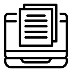 Poster - Laptop business documents icon. Outline laptop business documents vector icon for web design isolated on white background