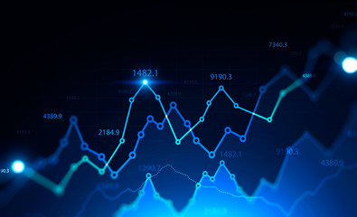 Poster - glowing digital financial graph background
