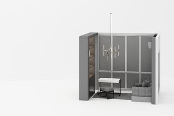 Poster - working room mock up in modern classic style with grey furniture tone on white background 3d rendering