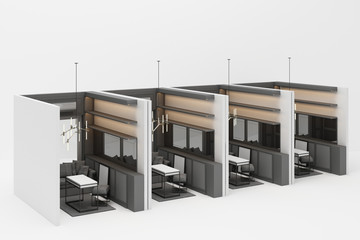 Poster - working room mock up in modern classic style with grey furniture tone on white background 3d rendering