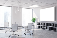 White Conference Room Interior With Poster