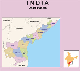 Naklejka na meble Andhra Pradesh map. vector illustration of Andhra Pradesh map with border outline in black colour.