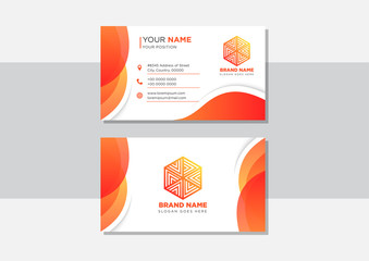 Poster - Creative business card in gradient of orange and orange color, Vector modern creative and clean business card template, flat design with storm symbol logo, business card vector template