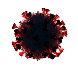 Poster - 3D rendering of the coronavirus on a microscopic level isolated on white background. Microscope close-up of the covid-19 disease. 2019-nCoV virus