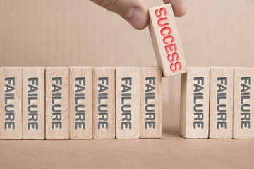 Poster - Wooden Blocks with Failure and Success Concept