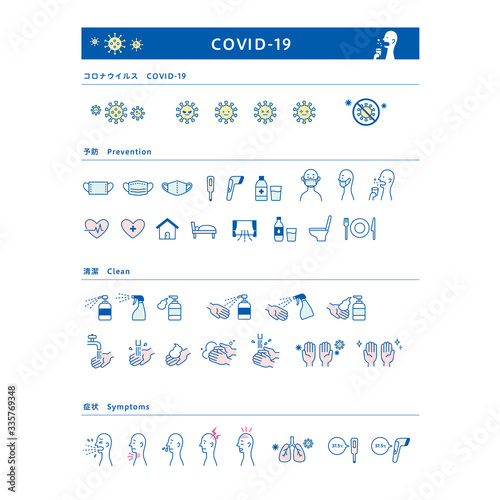 コロナウイルス アイコンセット Covid 19 Icon Set Stock Vector Adobe Stock