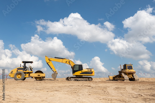 Fotografie, Obraz A excavator at construction site for industry concept background