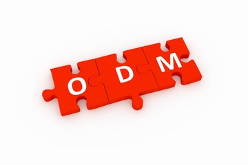 odm puzzle concept white background 3d render illustration