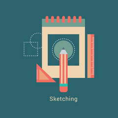 Fototapete - graphic designer items and tools, office various objects and equipment