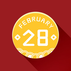 February 28, Calendar icon illustration isolated sign symbol, Sale promotion.