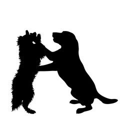 Canvas Print - Vector silhouette of dog on white background. Symbol of animal.