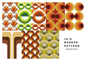 [70's seamless pattern set]  vector illustration