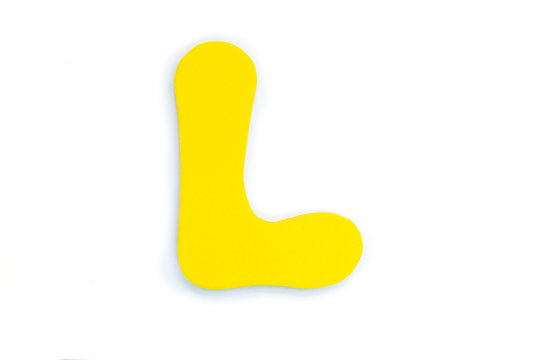 Colored letter L on white background, symbol and sign. template. isolated