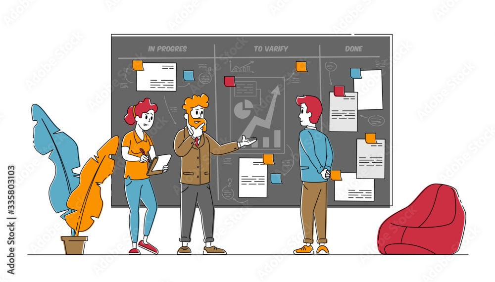 Teamwork on Project Using Agile Development Technology. Business People ...