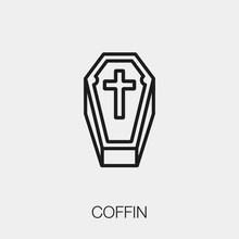 Coffin Icon Vector. Linear Style Sign For Mobile Concept And Web Design. Coffin Symbol Illustration. Pixel Vector Graphics - Vector.