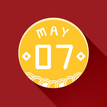 May 7, Calendar Icon Illustration Isolated Sign Symbol, Sale Promotion.