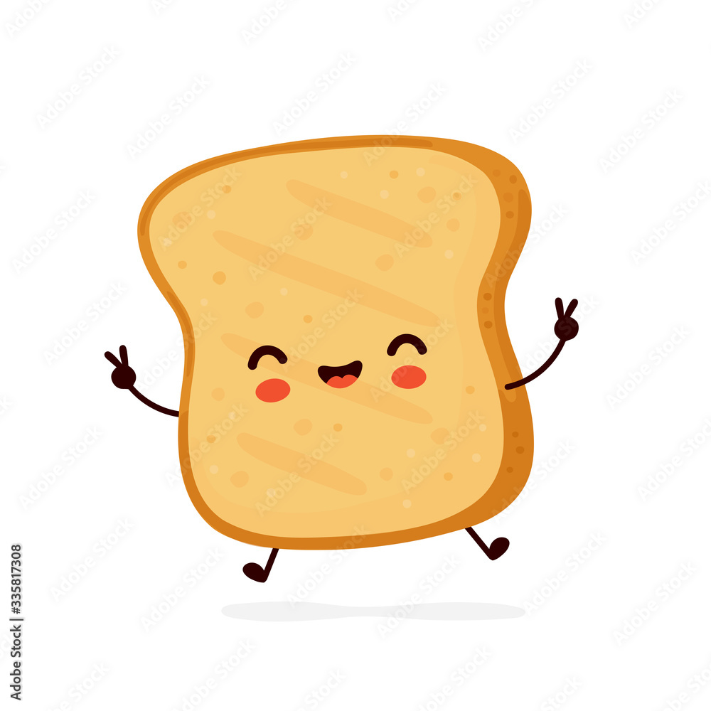 Toast Shape Fun Cute happy funny toast. Vector Stock Vector | Adobe Stock
