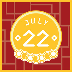 July 22, Calendar icon illustration isolated sign symbol, Sale promotion.