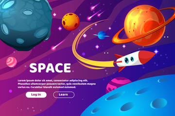 Wall Mural - planet space cartoon background composition