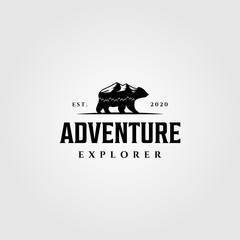 Wall Mural - adventure explorer mountain bear walk logo vector