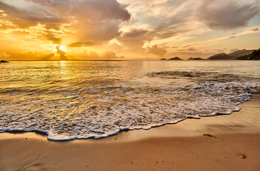  Beautiful sunset at Seychelles beach