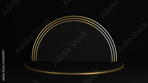 Cuadros en Lienzo Black and gold cylinder product display