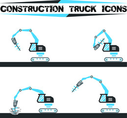 Constructio truck icons set six