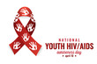 Youth hiv/aids awareness day card or background. vector illustration.