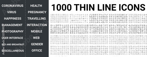 Cuadros en Lienzo Big set of 1000 thin line icon