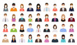 Avatar people in medical masks. Business person icon. Vector. Set office men, women. Faces corporate characters in flat design. Cartoon illustration. Team male, female workers isolated.