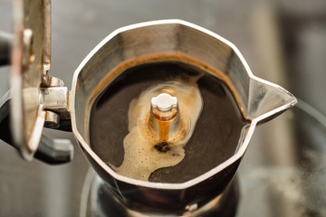 Making coffe in moka pot