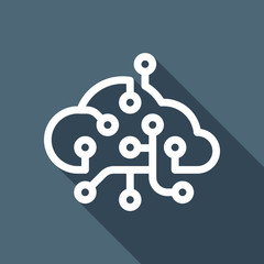 Poster - Cloud data network, Storage center. Icon of internet technology.