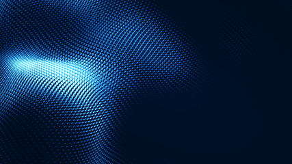 Poster - dot white blue wave light screen gradient texture background. abstract technology big data digital b