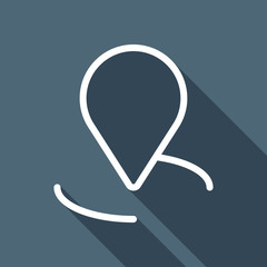 Poster - label or pin map on circle target, outline linear icon. White fl