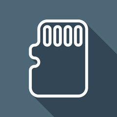 Fototapete - Memory card, micro sd, linear outline technology icon. White fla
