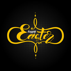 Wall Mural - Greeting card or banner Happy Easter on a black background. Vector illustration
