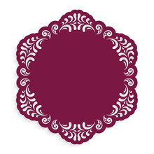 Round Lace Doily With Cutout Paper Border Pattern. Stencil Decoration. Template For Laser Cutting.